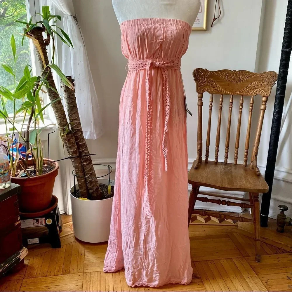 NWT Sunahara A‎ Crochet Crinkled Maxi Dress